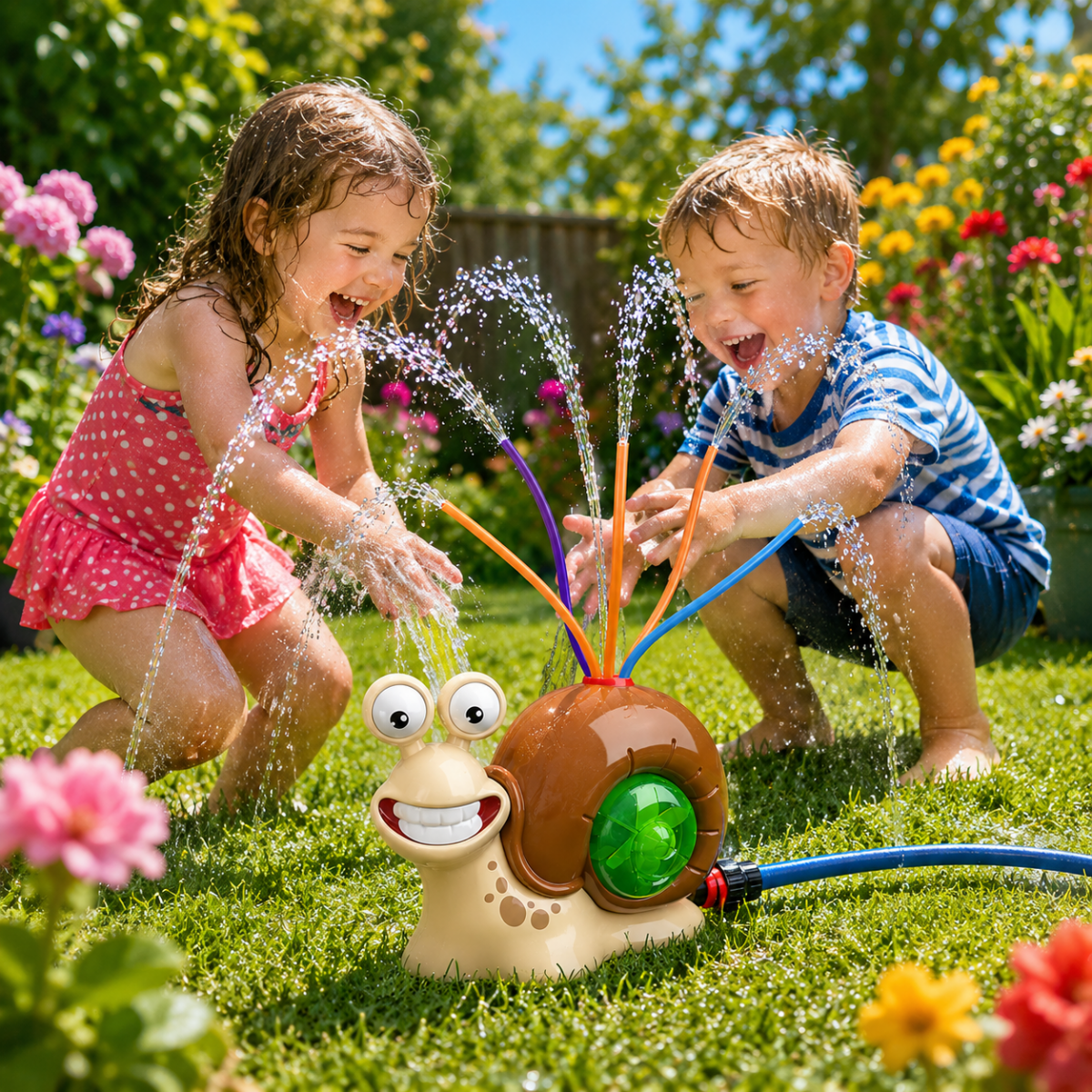 Aquanido Schnecken Wassersprinkler für Garten und Sommer Wasserspaß
