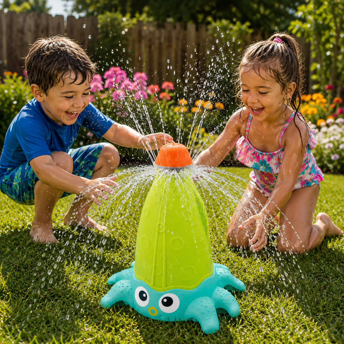 Splashora Rotierender Wassersprinkler Oktopus für Garten und Sommer