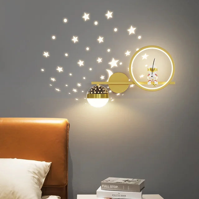 SternLumi Kinder LED Wandleuchte Sternenprojektion Warm
