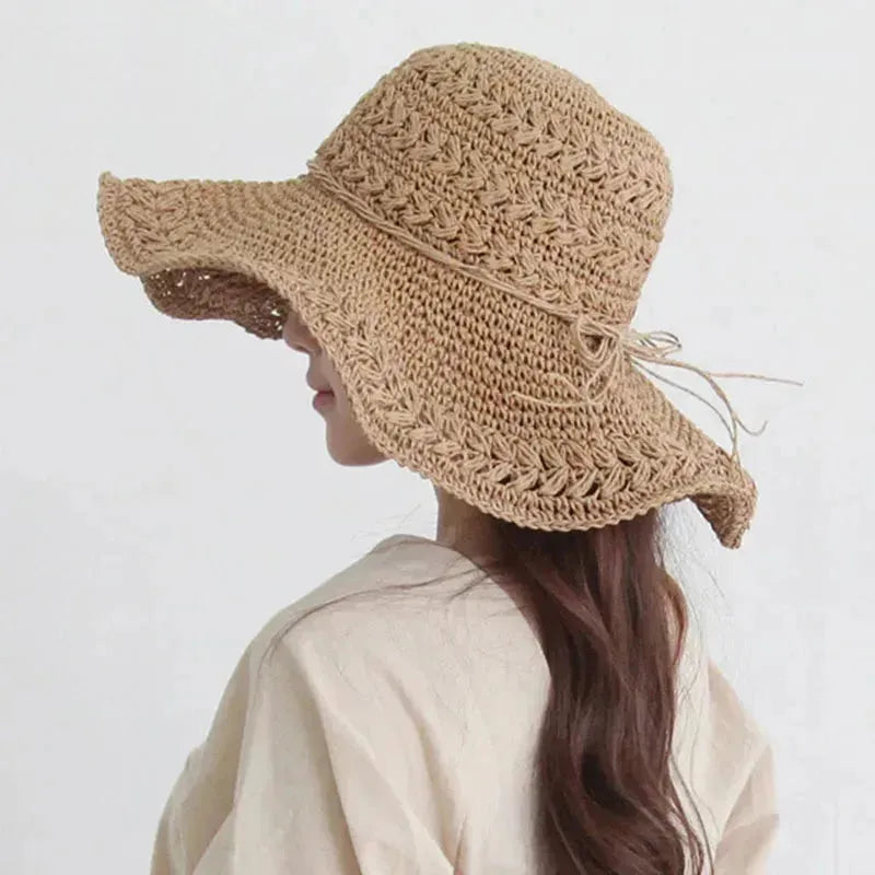 SonnenEleganz Damen Strohhut mit Breiter Krempe im Retro Stil