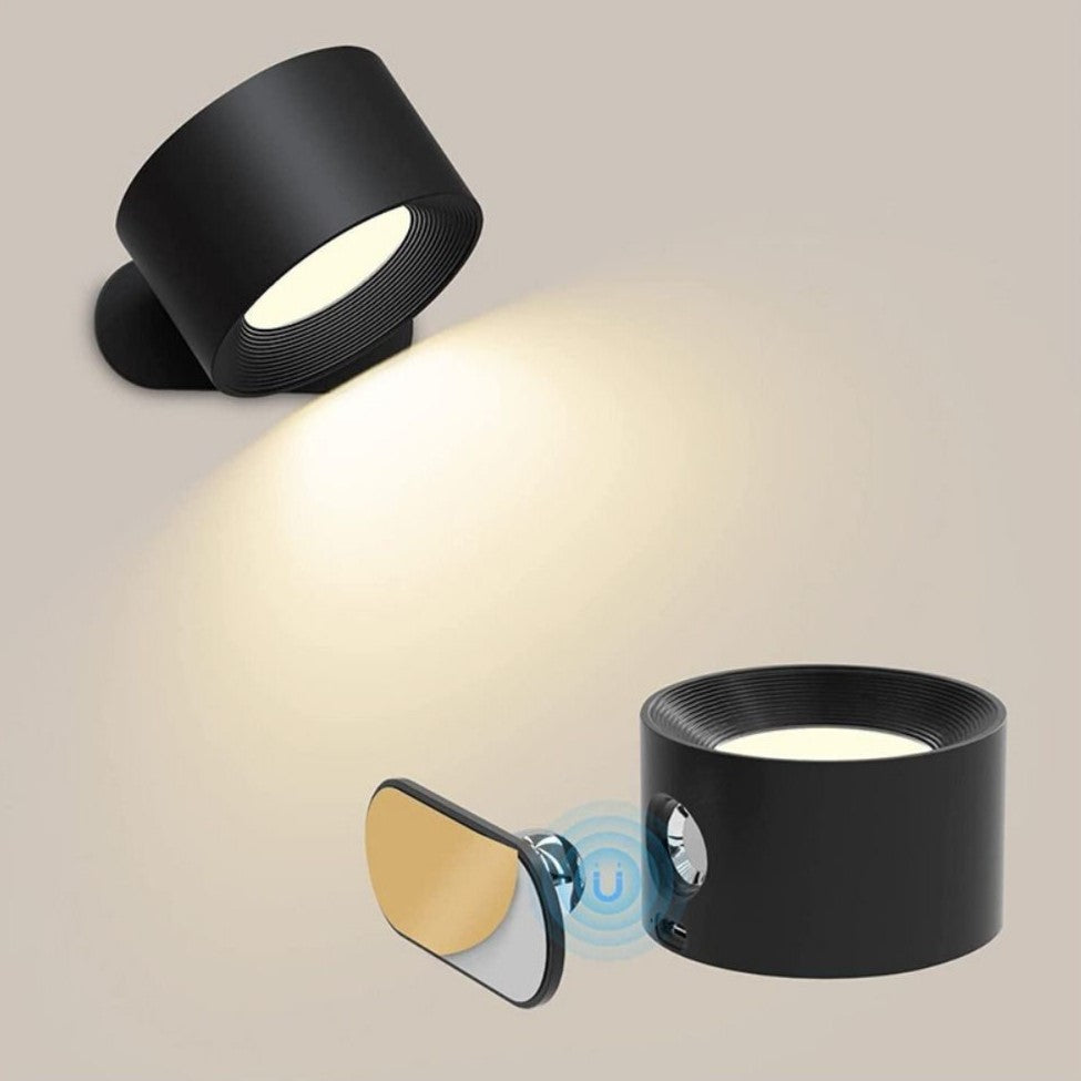 LED væglampe trådløs med drejelig lampehoved og USB-opladning