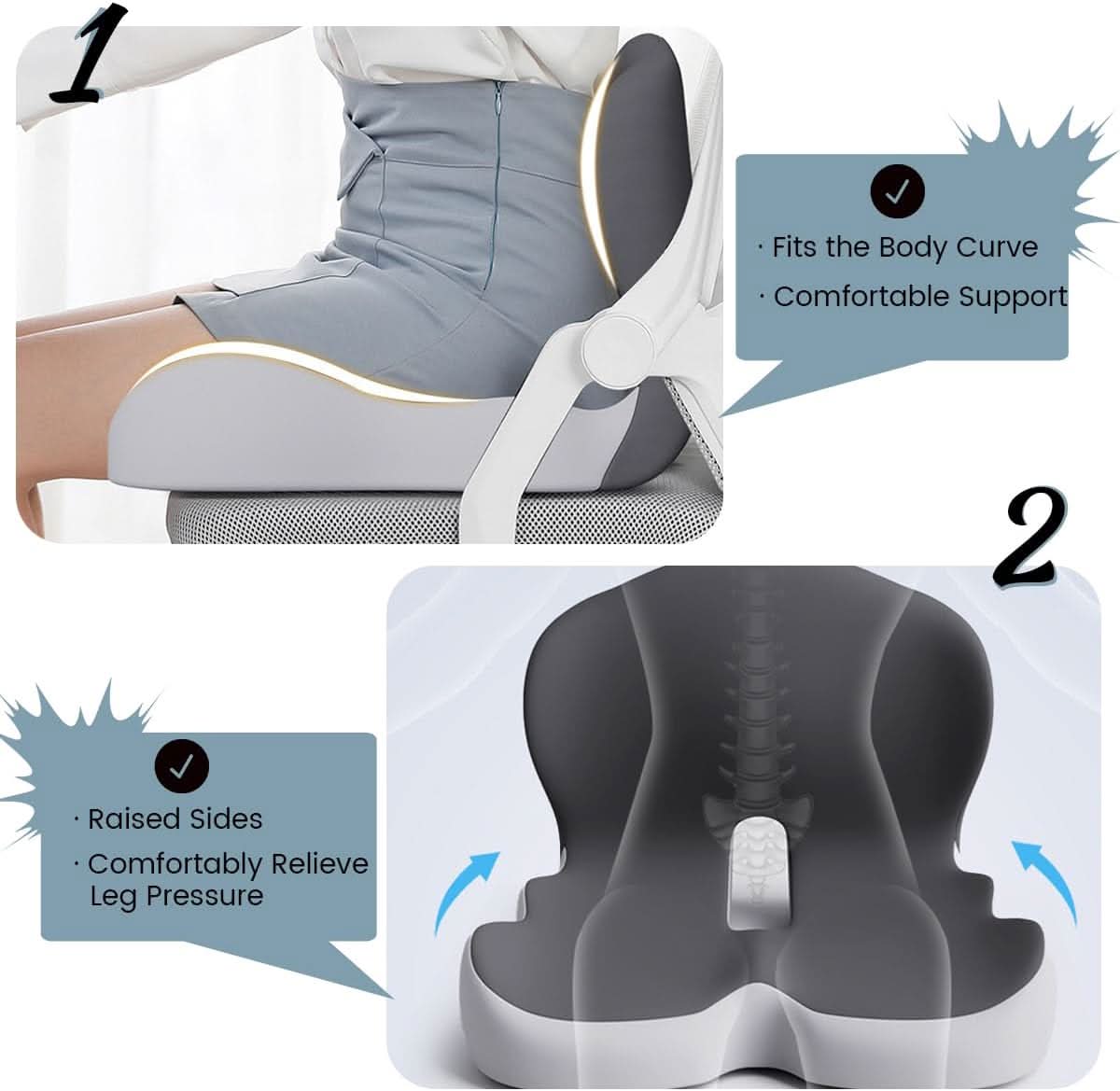Comfortis memory foam siddepude til ergonomisk siddekomfort