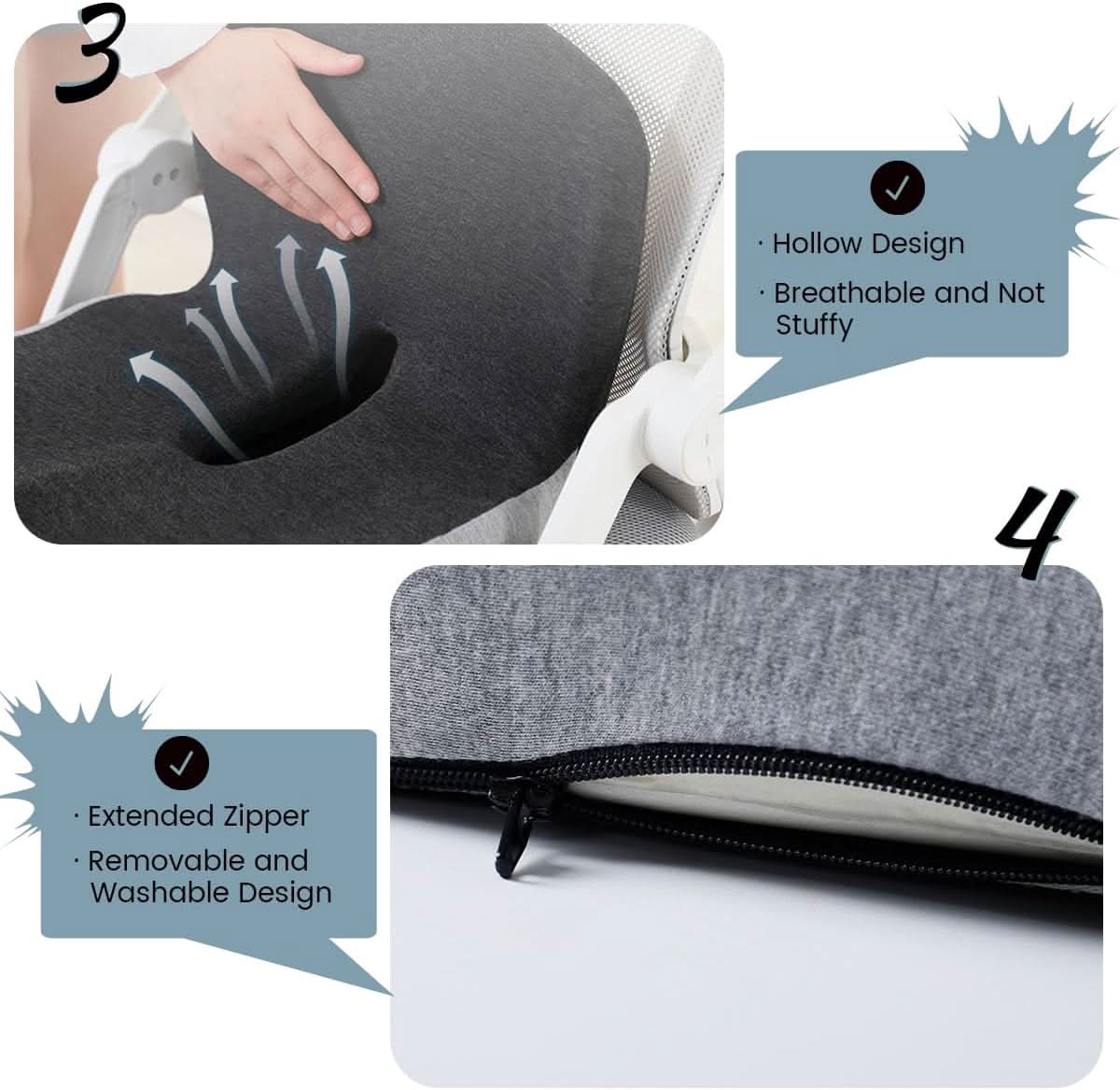 Comfortis memory foam siddepude til ergonomisk siddekomfort