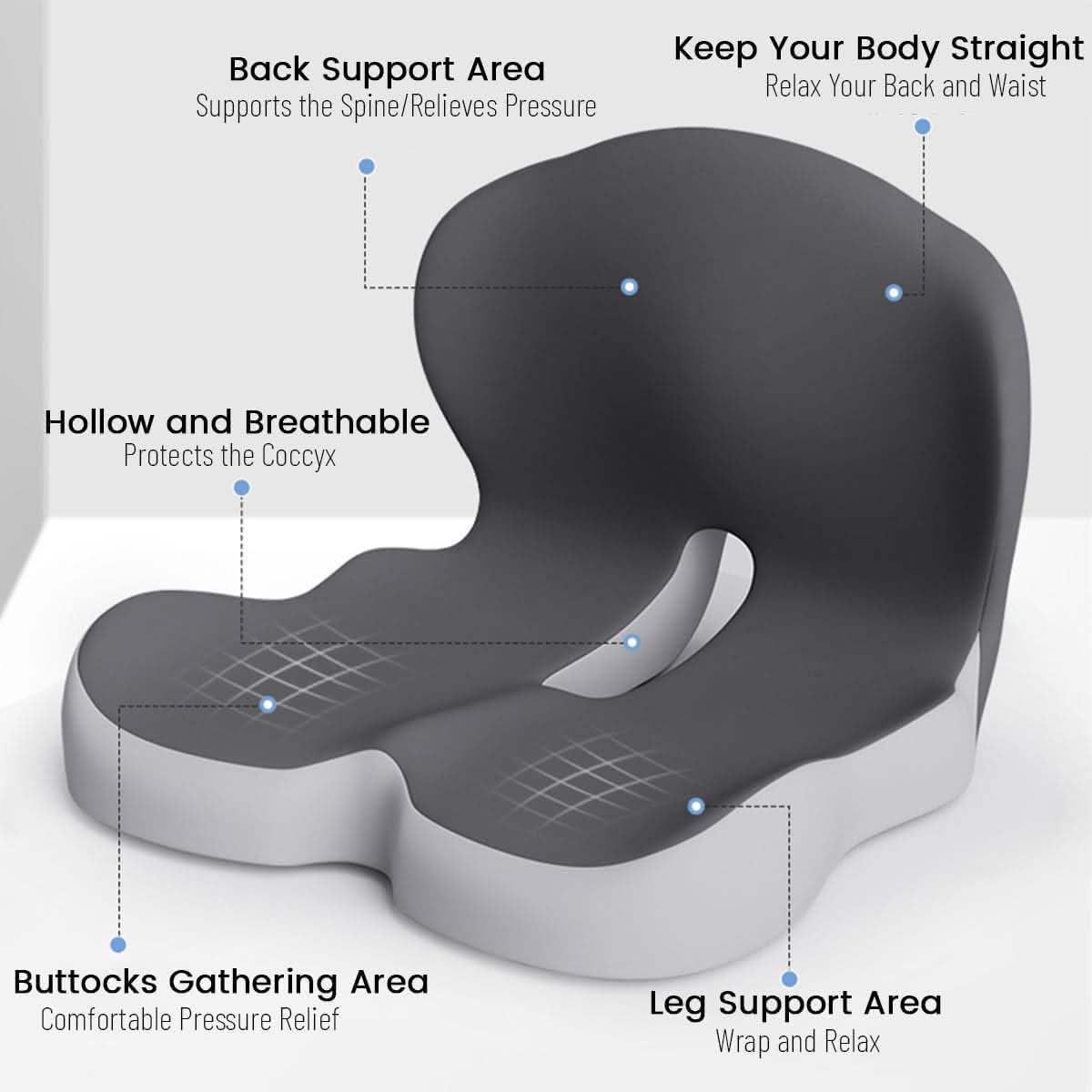 Comfortis memory foam siddepude til ergonomisk siddekomfort
