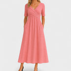 Eleganza Midi Kleid mit V-Ausschnitt für Festliche Anlässe