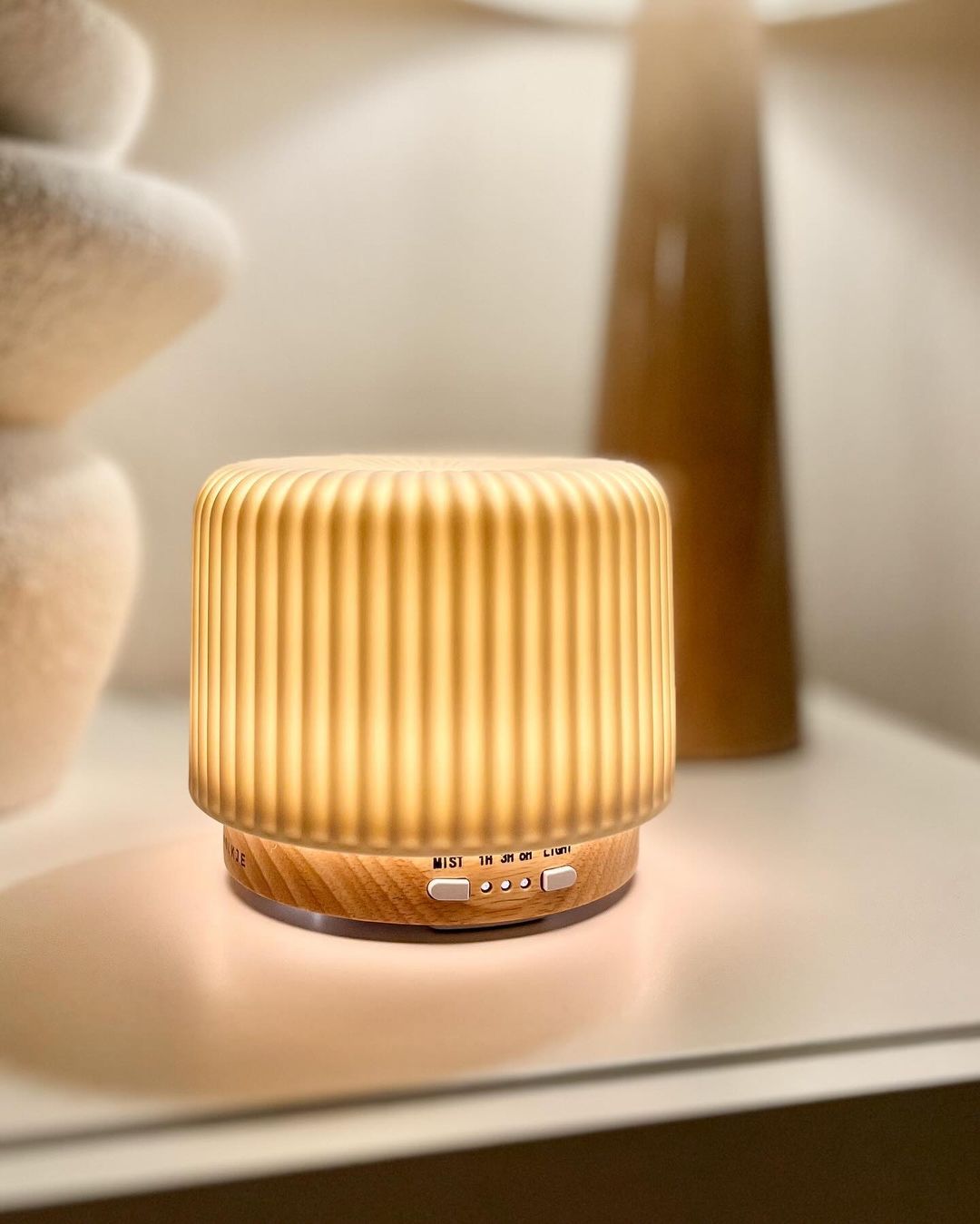 Keramisk duftdiffuser ultralyd luftfugter 200ml LED