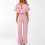 Damen Overall mit Weitem Bein und Taillengürtel