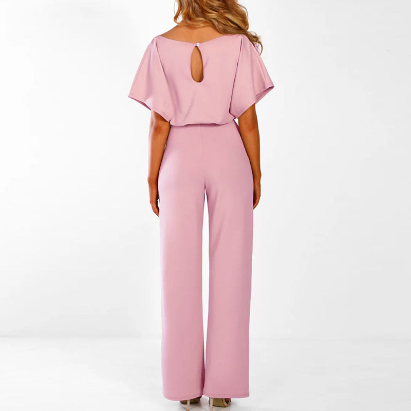 Damen Overall mit Weitem Bein und Taillengürtel