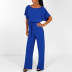 Damen Overall mit Weitem Bein und Taillengürtel