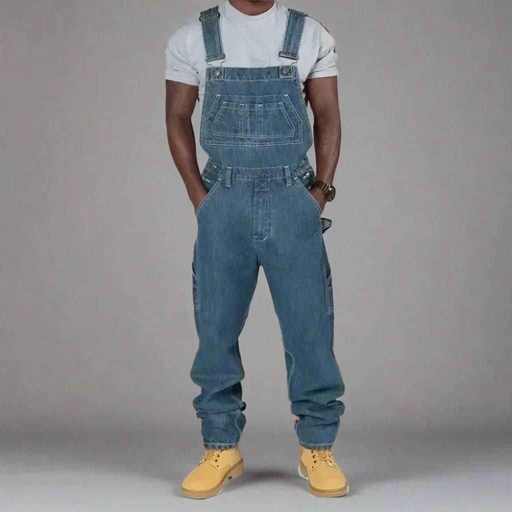 UrbanWerk Herren Latzhose aus Denim mit Verstellbaren Trägern
