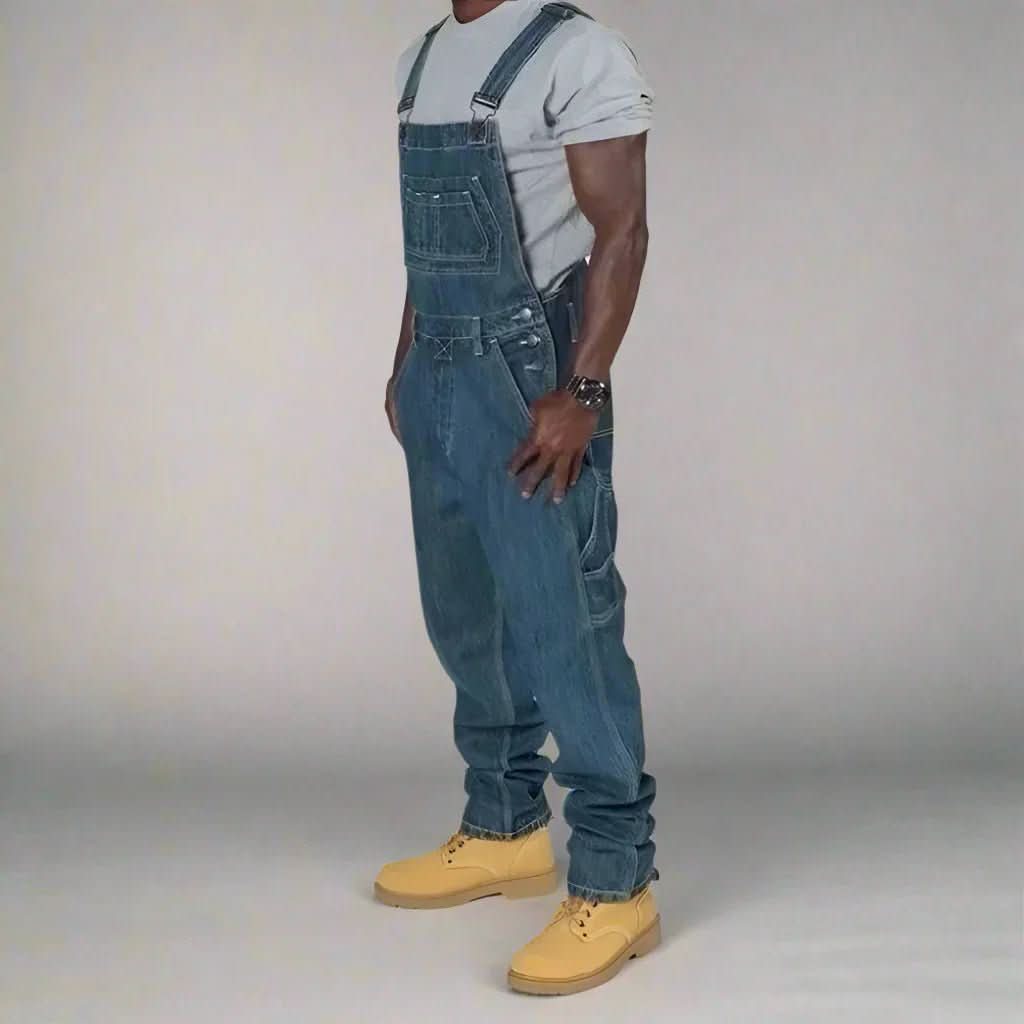 UrbanWerk Herren Latzhose aus Denim mit Verstellbaren Trägern