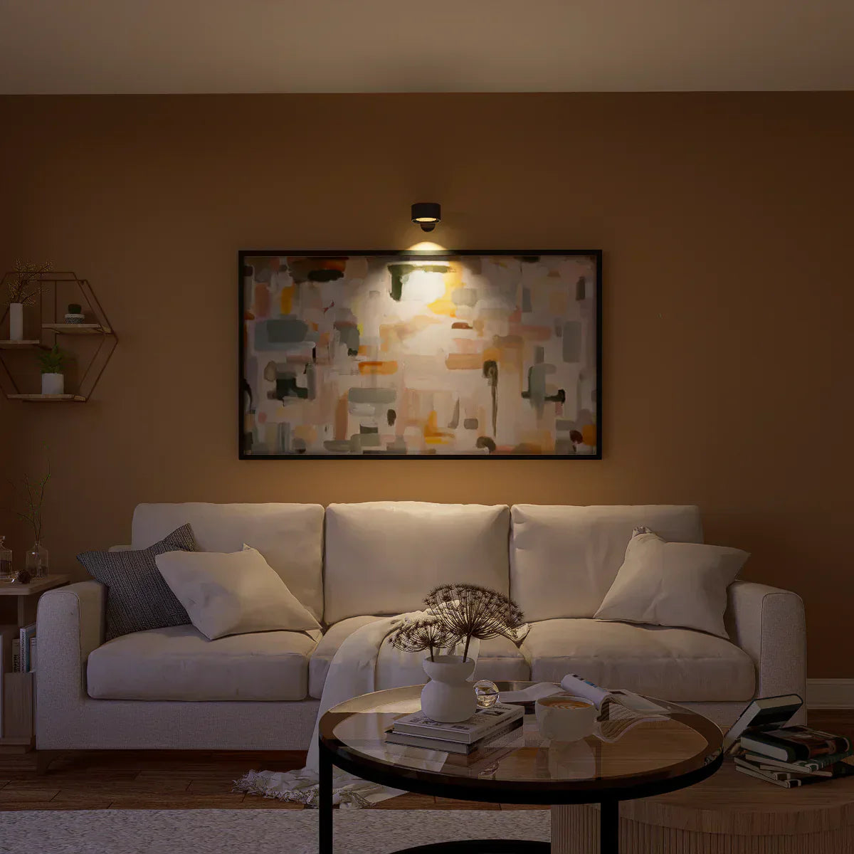 LED væglampe trådløs med drejelig lampehoved og USB-opladning