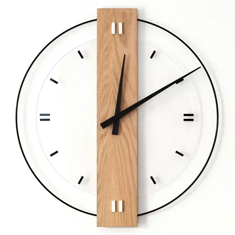 Holz-Wanduhr rund mit leisem Uhrwerk aus Bambus