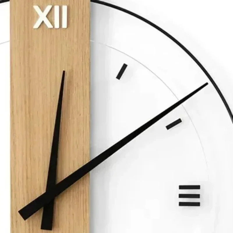 Holz-Wanduhr rund mit leisem Uhrwerk aus Bambus