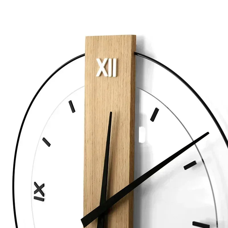 Holz-Wanduhr rund mit leisem Uhrwerk aus Bambus