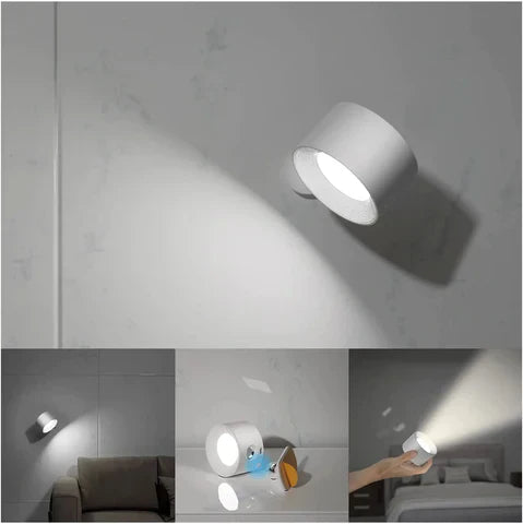 LED væglampe trådløs med drejelig lampehoved og USB-opladning