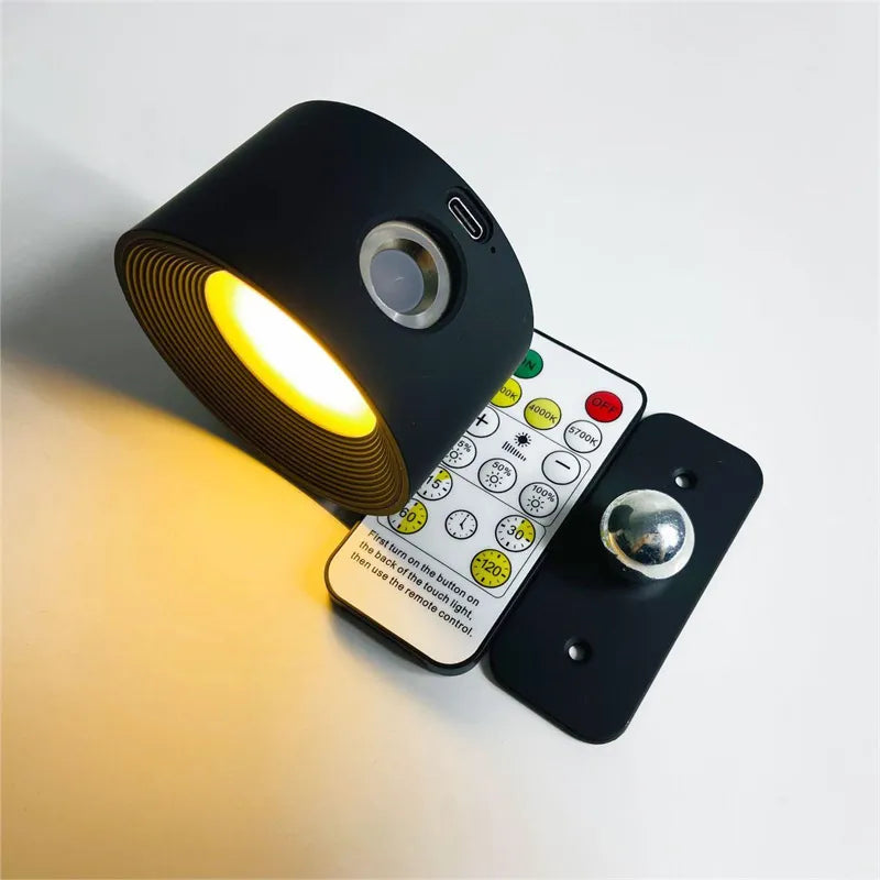 LED væglampe trådløs med drejelig lampehoved og USB-opladning