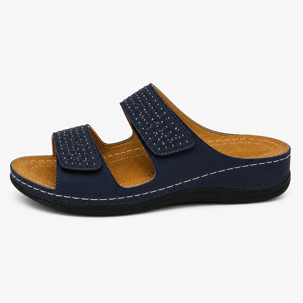 Sorevia damesandaler i læder med kilehæl Komfort til sommeren