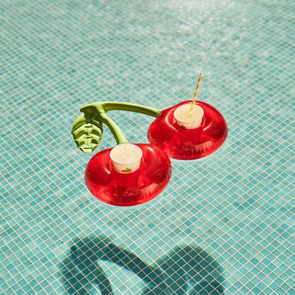 AquaKirsche Aufblasbarer Getränkehalter für Pool, Strand und Whirlpool