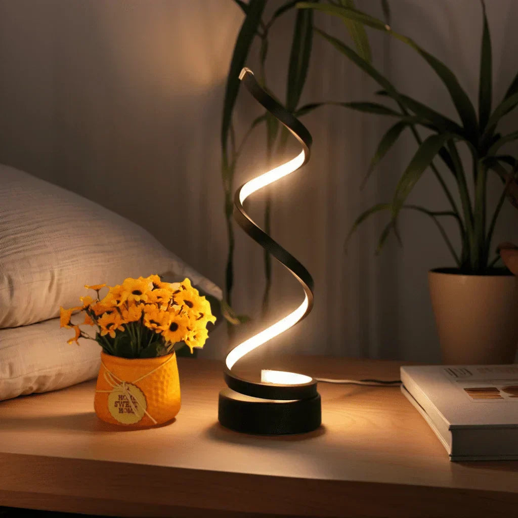 SpiralGlow LED bordlampe med sensor, dæmpbar og 3 lysfarver