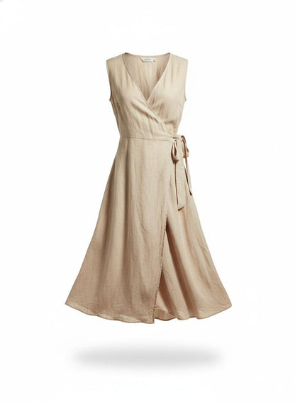 Women's Beige Wrap Dress