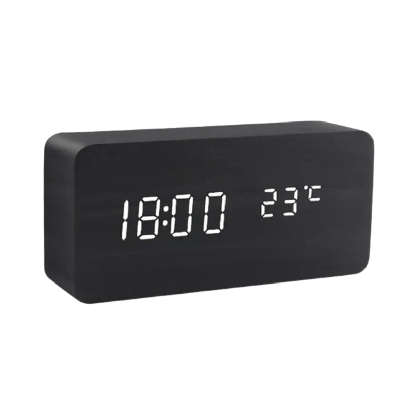 LED-vækkeur med temperaturvisning og 3 alarmtider