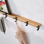 Wandgarderobe Aluminium Holz Doppelhaken 40 cm