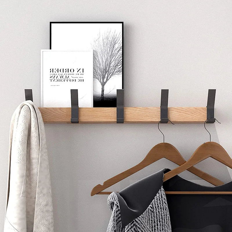 Wandgarderobe Aluminium Holz Doppelhaken 40 cm