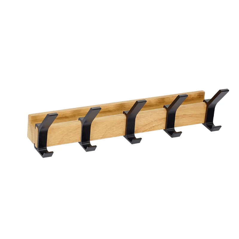 Wandgarderobe Aluminium Holz Doppelhaken 40 cm