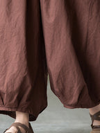 Valmira Damen Leinenhose mit Elastischem Bund und Weitem Bein