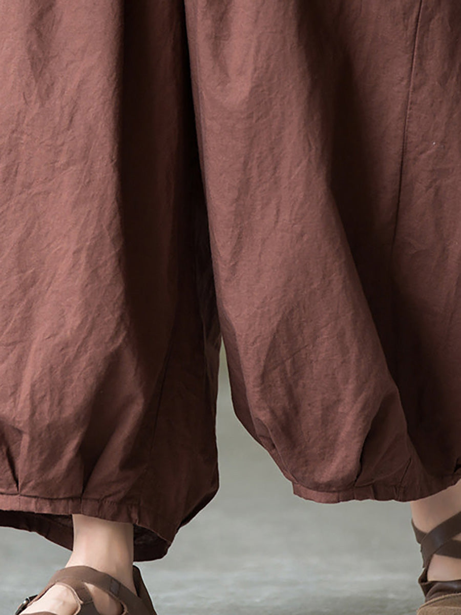 Valmira Damen Leinenhose mit Elastischem Bund und Weitem Bein