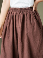 Valmira Damen Leinenhose mit Elastischem Bund und Weitem Bein