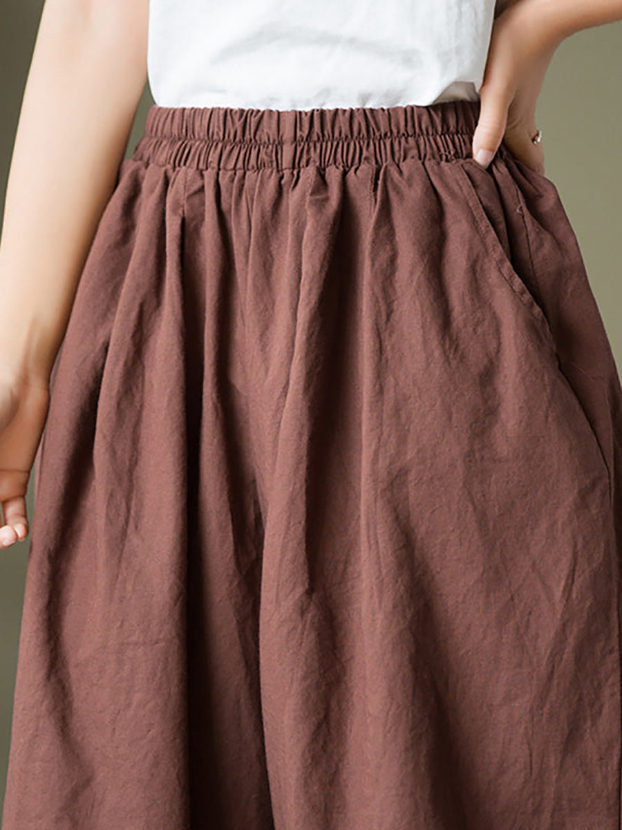 Valmira Damen Leinenhose mit Elastischem Bund und Weitem Bein