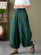 Valmira Damen Leinenhose mit Elastischem Bund und Weitem Bein