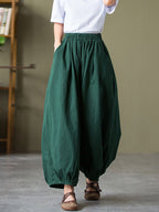 Valmira Damen Leinenhose mit Elastischem Bund und Weitem Bein