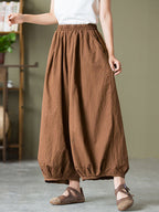 Valmira Damen Leinenhose mit Elastischem Bund und Weitem Bein