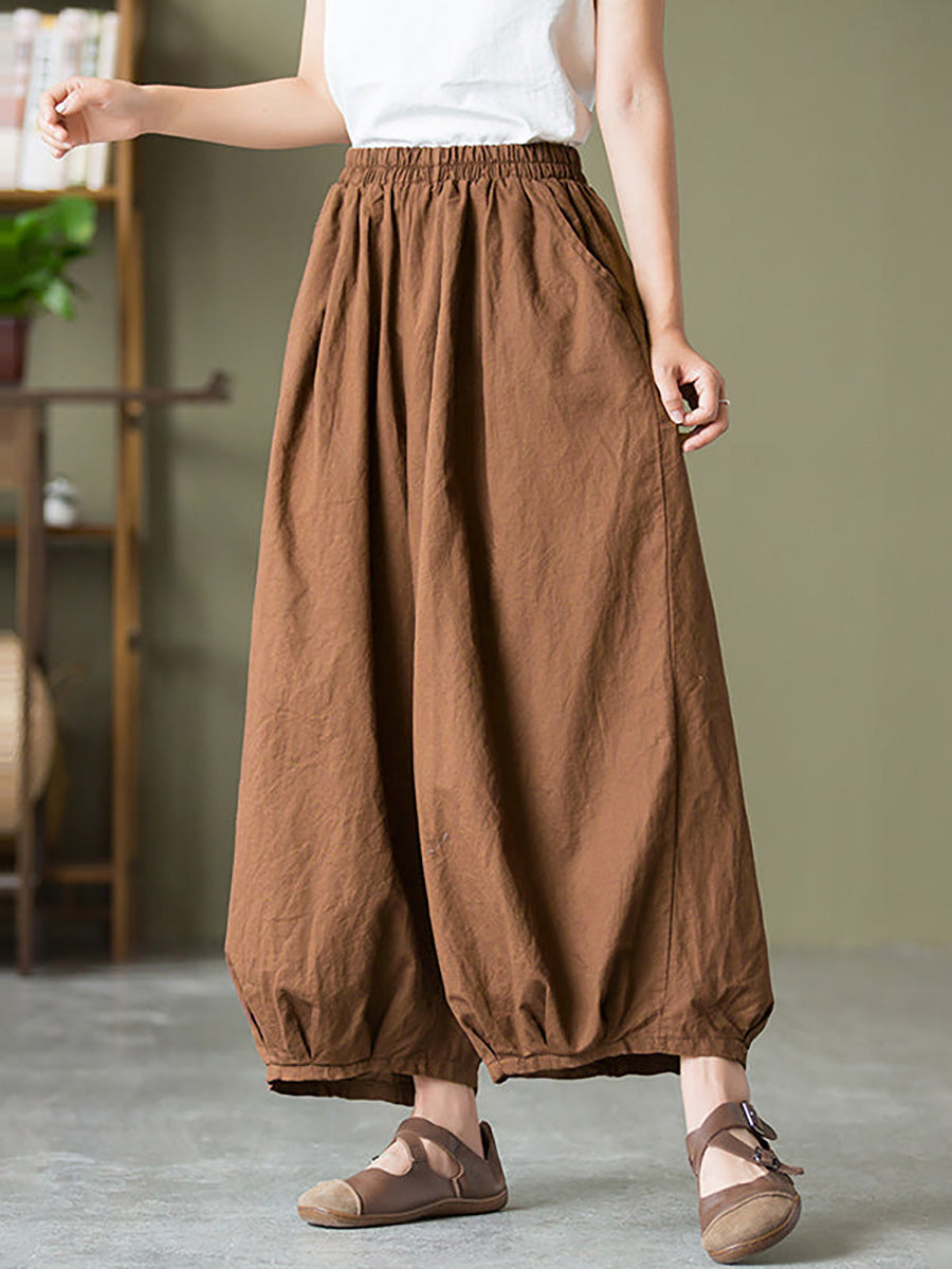 Valmira Damen Leinenhose mit Elastischem Bund und Weitem Bein
