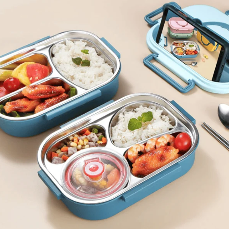 WarmPort bento lunchbox ze stali nierdzewnej z przegródkami i miską na zupę