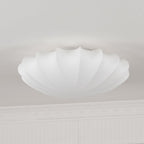Rund loftlampe med stofskærm og E27 fatning