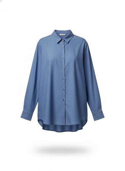 Women's Blue Button Top