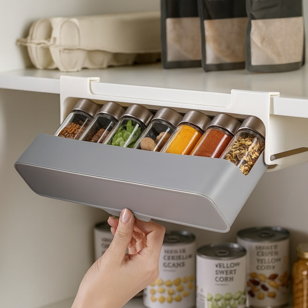 KüchenSpice Organizer – Unterregal Gewürzhalter mit Gläsern