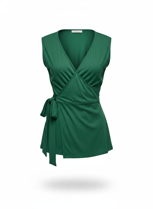 Women's Green Wrap Top