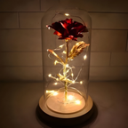 GoldBlume LED dekorationsrose under glasklokke trådløs