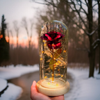 GoldBlume LED dekorationsrose under glasklokke trådløs