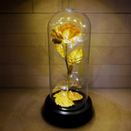 GoldBlume LED dekorationsrose under glasklokke trådløs