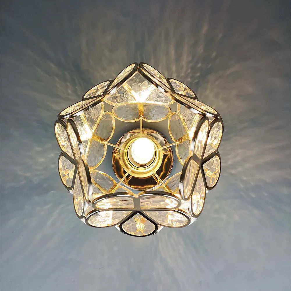 Loftlampe med krystaloptik, stemningsfuld belysning