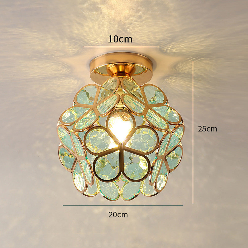 Loftlampe med krystaloptik, stemningsfuld belysning