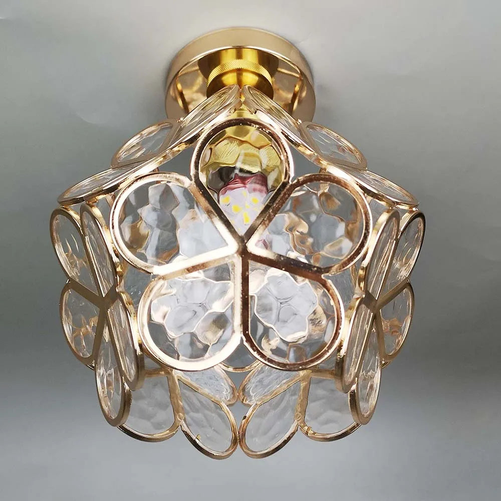 Loftlampe med krystaloptik, stemningsfuld belysning
