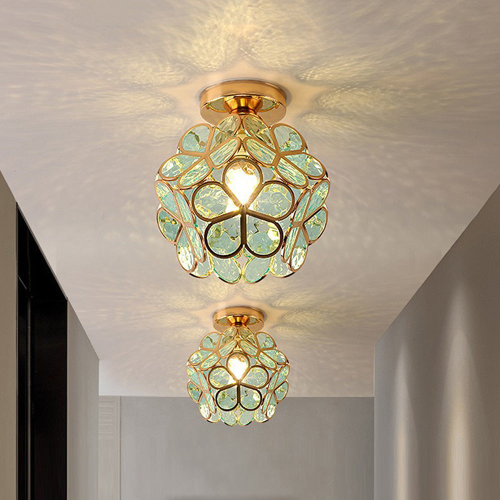 Loftlampe med krystaloptik, stemningsfuld belysning