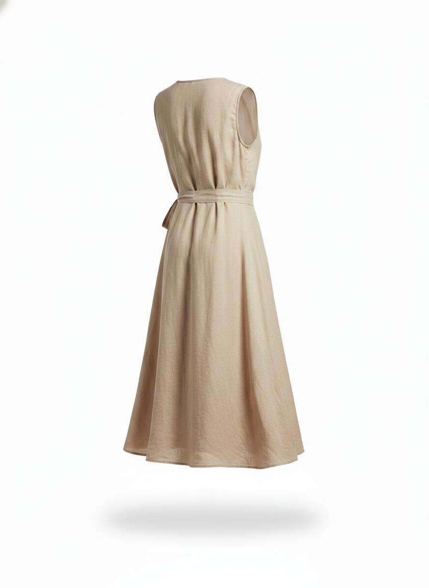 Women's Beige Wrap Dress